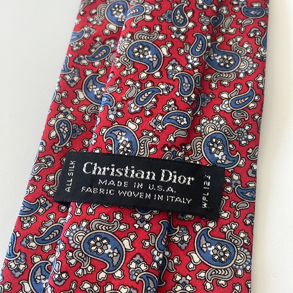 NWOT Christian Dior Red Men’s Paisley Cannage Tie All Silk - Picture 1 of 6